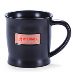 Custom disney black ceramic coffee mugs with bronze logo 450ml H shape ceramic mugs