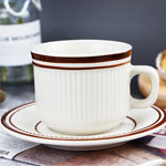 Manufacturers embossed pattern ceramic coffee cup and saucer Nordic white coffee mugs