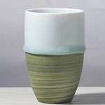 Custom korean 2 colors flowing glazed ceramic coffee cups handmade simple coarse ceramic mugs