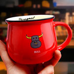 Custom jar korean red ceramic coffee mugs with bull logo signal ceramics china manufacturers
