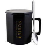 Custom hexagon ceramic mugs with lid and spoon plain black coffee cups with logo manufacturers