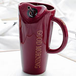 Manufacturers 480ml straw mugs red horn shape ceramic coffee mugs with logo mrs coffee cups