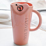 Manufacturers straw mugs pink horn shape ceramic coffee mugs with logo mrs coffee cups