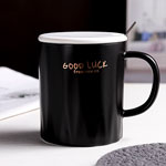 Wholesale matte porcelain ceramic mugs with lid 3D plain black ceramic coffee cups