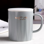 Manufacturers 400ml matte ceramic mugs with lid 3D grey color glazed ceramic coffee cups
