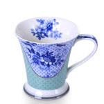 Custom delicate ceramic tea mugs with rose in glaze painted coffee mugs manufacturers
