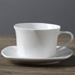 Stock plain white color glazed ceramic coffee cup and saucer 95 Square 150ml tea mugs china