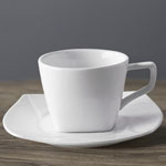 Wholesale plain white ceramic coffee mug and saucer 98 Square 150ml tea cups suppliers