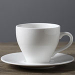 Custom stoneware plain white ceramic coffee cup and saucer 46 Horn 160ml tea mugs suppliers