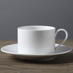 Custom plain white ceramic coffee mugs and saucer 38 Horn 200ml tea cups manufacturers