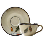 Custom japanese retro stoneware ceramic coffee mugs and saucer with leaf logo manufacturers