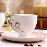 Custom nordic luxury ceramic tea mug and saucer with silver rim Cappuccino cups factory