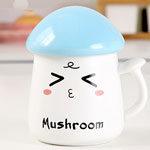 Wholesale white cartoon mushroom ceramic mugs with lid 3D latte coffee mugs manufacturers