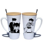 Personalized tall ceramic mugs with lid detective conan logo large coffee mugs