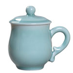 Cheap jar shape celadon ceramic tea mugs with lid color glazed coffee cups