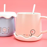 Custom ceramic mugs with multipurpose lid and mug mat color glazed coffee cups with logo