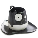 Custom 3D ceramic mugs and saucer white and black coffee cup and dish factory