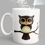 Custom color changing mugs with owl logo Promotional magic coffee mugs manufacturers
