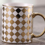 Suppliers golden ceramic mugs with square logo 400ml Porcelain coffee mugs