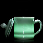 Wholesale celadon ceramic tea mugs with bamboo leaf Green office ceramic cups