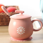 Wholesale jar shape cute ceramic coffee mugs with lid spoon laserable cups