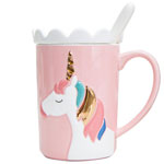 Custom crown ceramic mugs with lid Pink unicorn mugs ceramic 3d for kids manufacturers