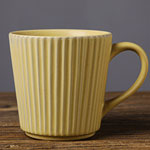 Personalized retro wide mouth ceramic mugs 3D stoneware stripe coffee mugs factory