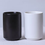 Wholesale plain black tall straight ceramic mugs brief porcelain wash cups manufacturers