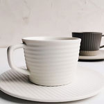Suppliers white hand made retro matte ceramic coffee cup and saucer set