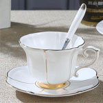 Custom european luxury ceramic coffee mug and saucer black tea cups with golden rim