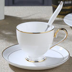 Wholesale luxury ceramic coffee mug and saucer black tea cups with golden rim manufacturers