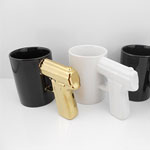 Custom pistol shaped mugs ceramic stoneware coffee mugs with pistol handle manufacturers