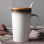 Cheap 14oz matte ceramic mugs with lid Tall variable glazed coffee mugs