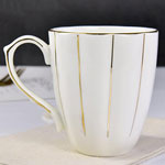 Custom white ceramic mugs with golden rim pumpkin shape coffee mugs with logo