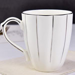 Manufacturers white ceramic mugs with silver rim nordic minimal pumpkin shape coffee mugs
