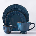 Custom blue variable glaze ceramic dinnerware set plate ceramic mugs cups