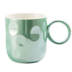 Wholesale pearl glaze ceramic mugs with ring handle 3D ceramic breakfast mugs