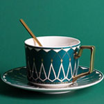 Wholesale european luxury ceramic coffee mug set retro tea cup and saucer