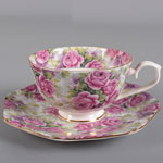 Custom european ceramic tea cup and saucer English octagonal coffee mugs factory