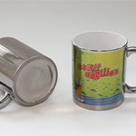 Custom silvery color glazed sublimation mugs with logo for coffee china factory