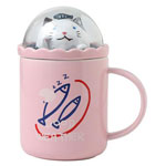 Blank cute ceramic sublimation mugs with scenery lid for kids cartoon mugs