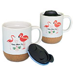 Custom white printed Mother's Day ceramic cork coffee mugs