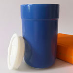 Custom Blue insulated padded straight ceramic coffee mug with lid