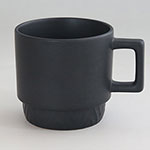 Wholesale solid black rolloverable short ceramic coffee mugs suppliers