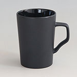 Black 14oz Matte Promotional Ceramic Coffee Mug with Ear Shaped Handle