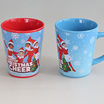 Customized Blue 11oz Christmas Espresso Ceramic Coffee Mug Manufacturer