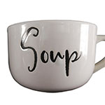 Customized 14oz white engraved logo stoneware soup mugs factory