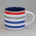 Custom Short 15oz Striped Fancy Ceramic Coffee Mugs