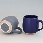 Gray Large Belly Ceramic Coffee Mug with Primary Color Base
