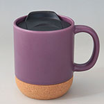 Wholesale purple cork bottom stoneware coffee mug with lid
